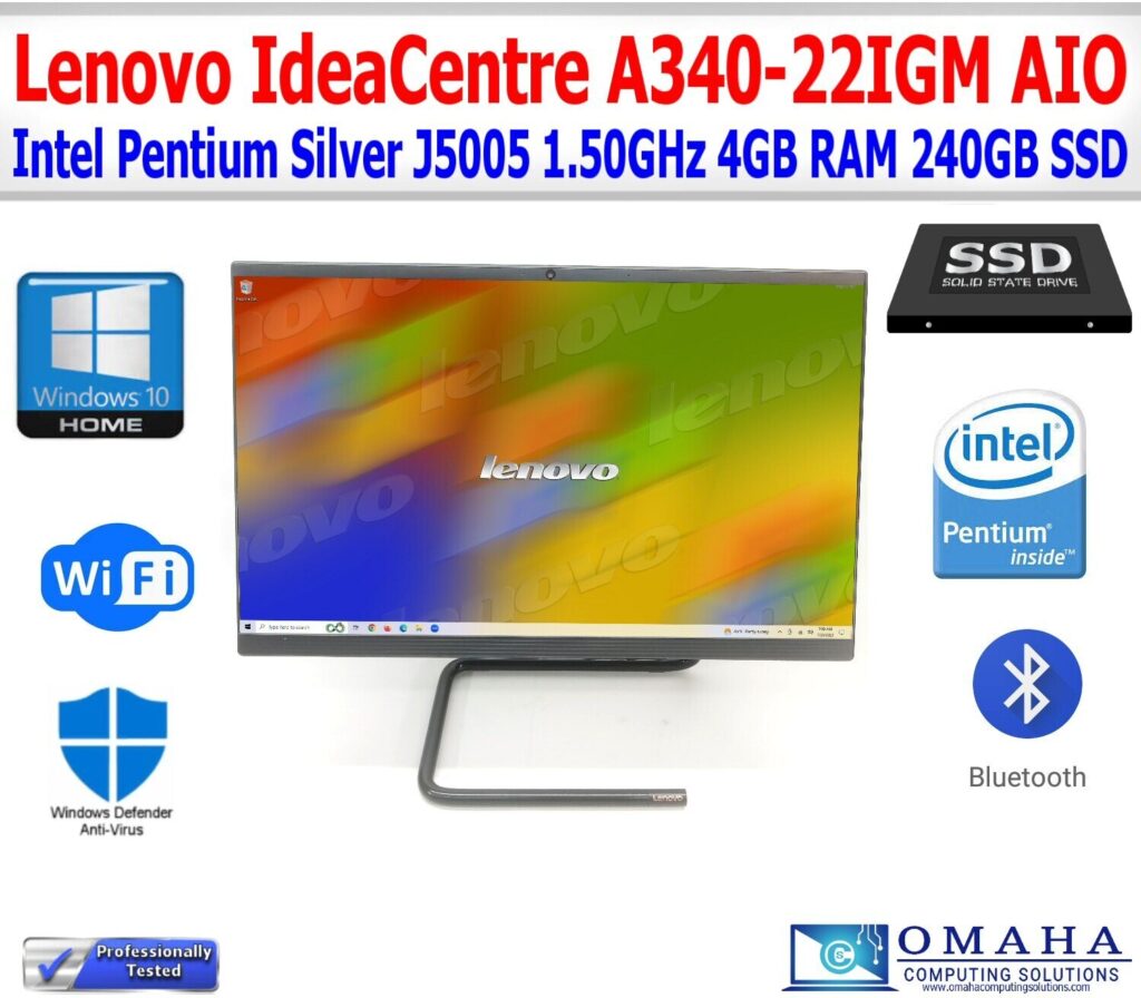 LENOVO IDEACENTRE A340-22IGM AIO PENTIUM SILVER J5005 1.50GHz 4GB RAM 240GB SSD WIN10 WIFI/BT