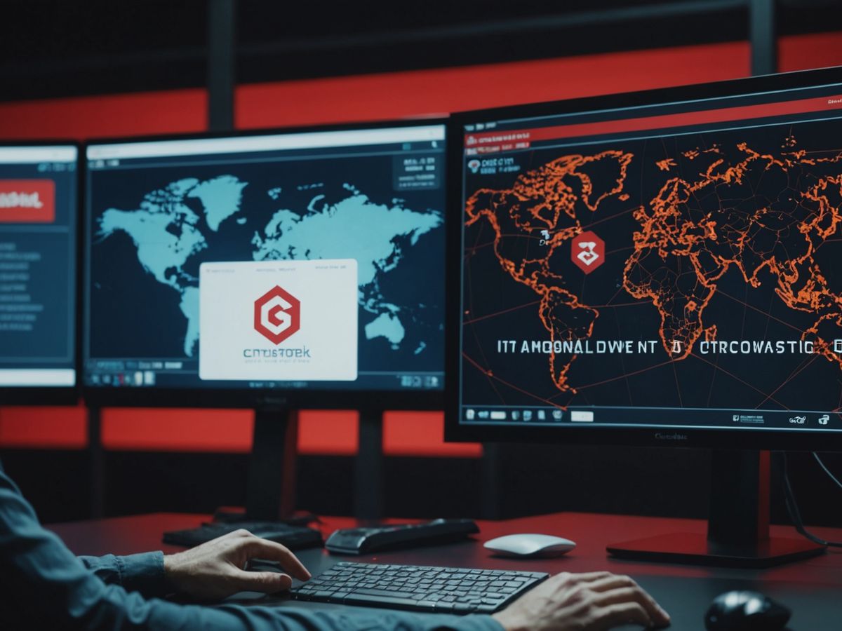 Error screens and CrowdStrike logo depicting IT outage