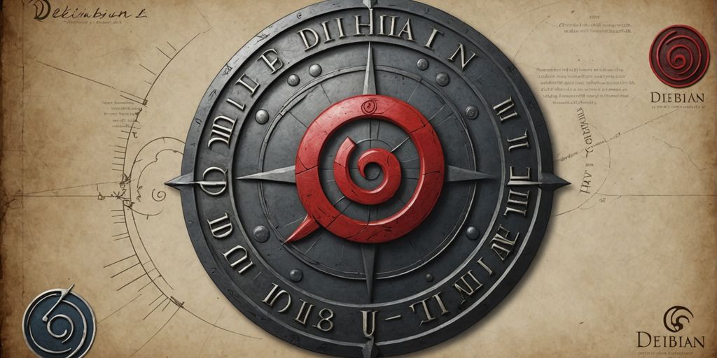 Debian logo with timeline showcasing stability milestones