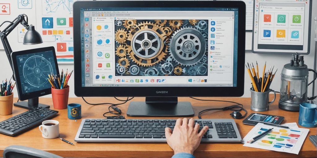 Technician working on computer system tools